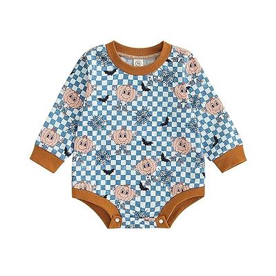 Newborn Baby Boys Jumpsuit Checkerboard Plaid Print Short Sleeve