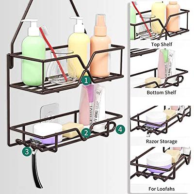 Shower Plastic Caddy Over Shower Head Hanging Shower Caddy w/Hook  Adjustable Arm