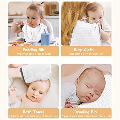 Lovely Care 12 Pack Muslin Burp Cloths 100% Cotton Muslin Cloths Large  20''x10'' Extra Soft and Absorbent Baby Burping Cloth - White