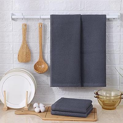 Homaxy 100% Cotton Waffle Weave Kitchen Dish Towels, Ultra Soft Absorbent Quick Drying Cleaning Towel, 13x28 Inches, 4-Pack, Dark Grey