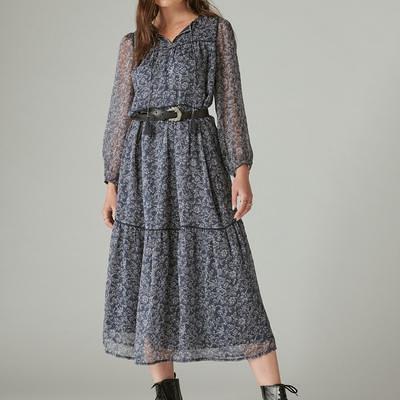 Lucky Brand Long Sleeve Peasant Tiered Maxi Dress - Women's Clothing  Dresses Maxi Dress in Indigo Multi, Size M - Yahoo Shopping