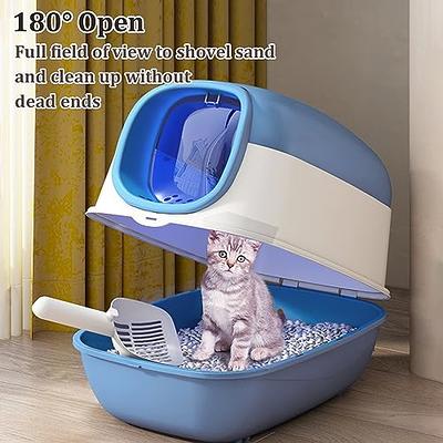 Suhaco Cat Litter Box Top Entry Covered Kitty Litter Box with Lid Foldable  Kitten Litter Tray Including Cat Litter Scoop and 2-1 Cleaning Brush Easy  Clean Up(Black) 