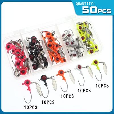 Gefischtter 50pcs Fishing Jig Heads Hooks Spinner Blade Crappie Lures Round  Ball Head Walleye Jigs for Bass Fishing Kit with Fishing Tackle Box (3.5g)  - Yahoo Shopping