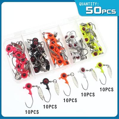 Gefischtter 50pcs Fishing Jig Heads Hooks Spinner Blade Crappie