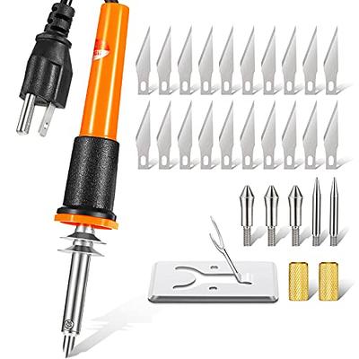 Honoson 30 Pieces Electric Hot Knife Cutter Tool, 20 Pieces Blades, 3  Pieces Blade Holders, 2 Pyrography Blades, Metal Stand Hot Carving Knife  for Cutting Carving Soft Thin Foam Cloth Stencil - Yahoo Shopping