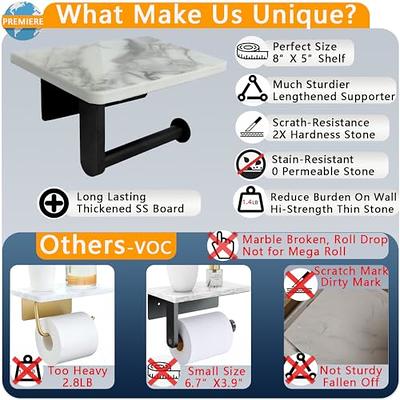 Toilet Paper Holder with Natural Marble Shelf, Matte Black Toilet Paper  Roll Holder Wall Mount for Bathroom, Tissue Holder Suitable for Mega Roll  Paper - Yahoo Shopping