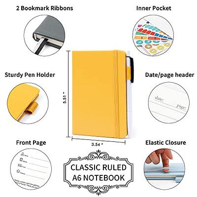 feela 3 Pack Pocket Notebook Journals with 3 Black Pens, A6 Mini