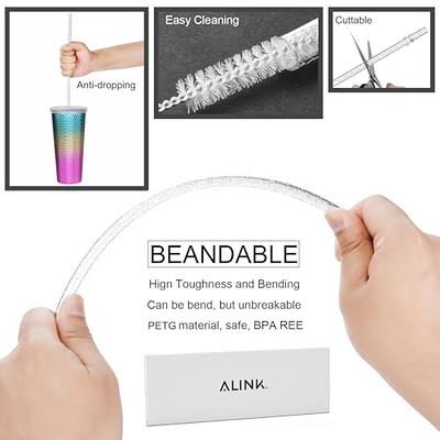 ALINK 12-Pack Reusable Plastic Clear Straws, 13 inch Extra Long Tumbler  Straws for Stanley Cups, 1 Gallon, 64 oz 40 oz 32 oz Water Bottles, Plus