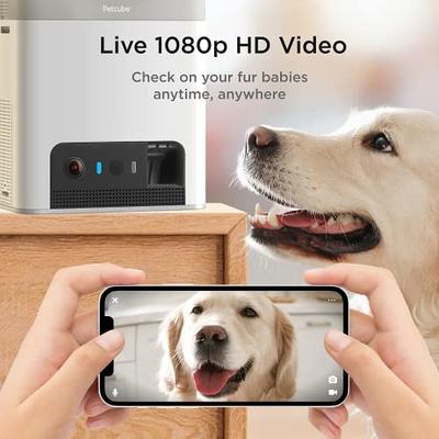 Smart Treat Dispenser with 2-Way Camera for Dogs Cats, 2.4Ghz & 5Ghz WiFi,  1080P Camera, Live Video, Auto Night Vision, 2-Way Audio, Compatible with