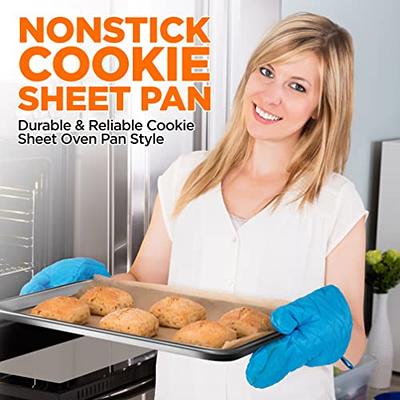 NutriChef Nonstick Cookie Sheet Baking Pan - 3pc Metal Oven Baking Tray,  Professional Quality Kitchen Cooking Non-Stick Bake Trays