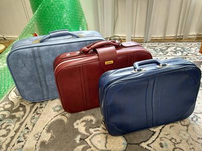 Vintage Suitcase Choice Retro Luggage Vinyl Carry On Bag Blue