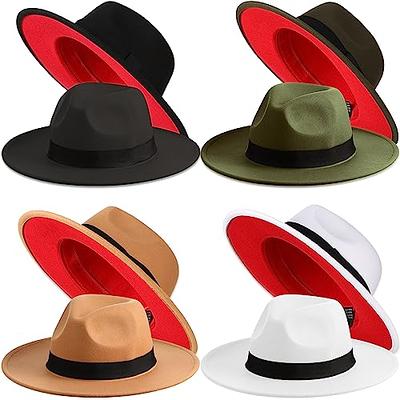 Berlune 4 Pack Two Tone Dress Hat Classic Felt Panama Hat Wide Brim Hats  Under Tone
