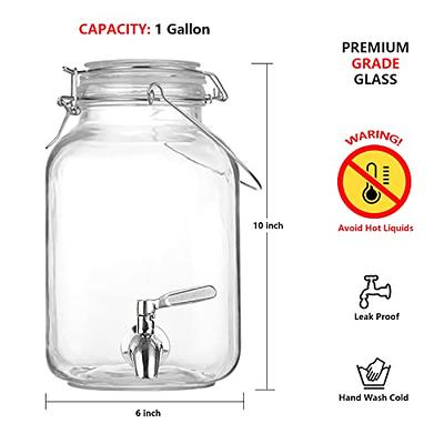 Estilo Glass Mason Jar Double Beverage Drink Container Dispenser On Metal  Stand With Leak Free Spigot, 1 Gallon Each 