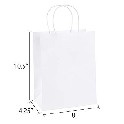 BagDream 8x4.25x10.5 50Pcs Gift Bags Medium Size Paper Bags Kraft Shopping  Retail Merchandise Bags Paper Gift Bags with Handles Bulk White