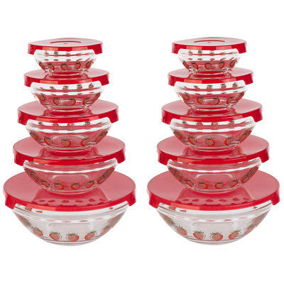 Babish Glass Mixing Bowl Set with Lids, 3-Piece