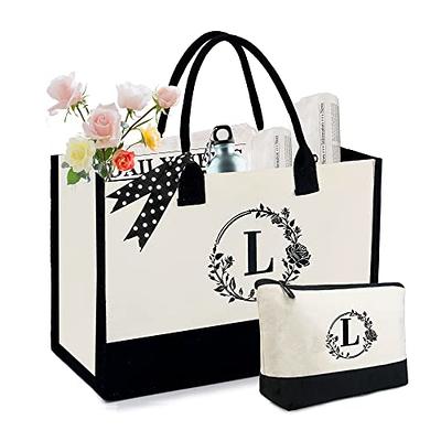 Aunool Teacher Tote Bags with Makeup Bag Personalized Bags for Women, Gifts for Friends Female Bridal Shower Gift Bridesmaid Gifts Women Birthday