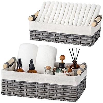 GRANNY SAYS Bathroom Baskets for Organizing, Wicker Baskets for Shelves,  Toilet Storage Basket with Dividers, Small Baskets for Organizing, Basket  for