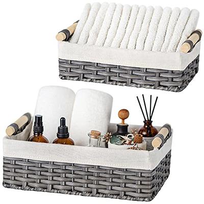 Labcosi Bathroom Baskets for Organizing, Toilet Paper Basket Organizer,  Handwoven Seagrass Wicker Storage Baskets with Faux Leather Handles for  Shelves, Large, Set of 2 - Yahoo Shopping