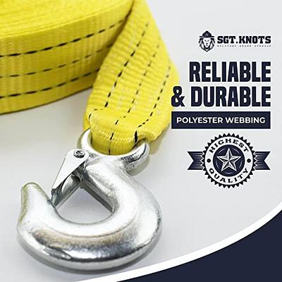 SGT KNOTS Heavy Duty Tow Strap with Solid Metal Hooks - 10,000lbs