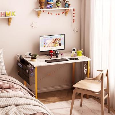 Lufeiya White Small Desk for Bedroom - Student Kids Study Writing Table for  Home Office Bedroom Small Spaces 32 Inch Modern Mini Laptop PC Computer