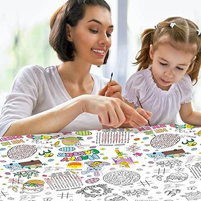 1 Pack Easter Coloring Tablecloth for Kids, He is Risen Easter Bunny Egg  Cross Paper Tablecloth, Disposable Rectangle Color-in Paper Table Cover  Kids