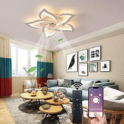 Flower LED Modern Flush Mount Ceiling Fan Lights with Remote