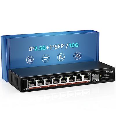 8 Port 2.5G Unmanaged Desktop Ethernet Switch with 10G SFP, 8 x 2.5G Base-T  Ports, 60Gbps Switching Capacity, Compatible with 100/1000/2500Mbps, Metal  Fanless, YuanLey 2.5Gbe Network Switch Wall Mount - Yahoo Shopping