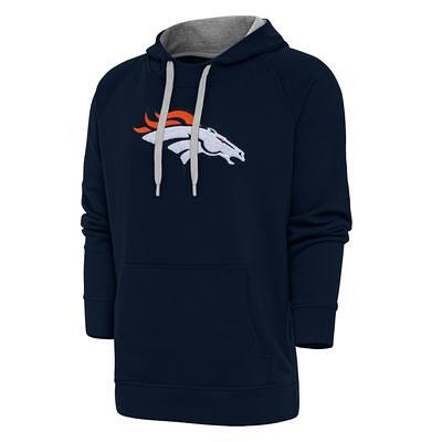 Women's Antigua White Denver Broncos Victory Crewneck Chenille Pullover  Sweatshirt