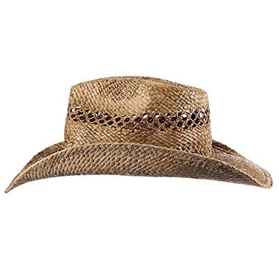 Simplicity New Western Style Classic Cowboy Straw Hat Black Bull Band