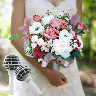 Foam Floral Handle Bouquet Holder for Flower Arrangement Wedding, 4pcs - White
