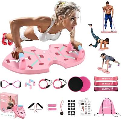 GYMAX Portable Home Gym, Full Body Workouts System w/ 14 Exercise  Accessories, Foldable Fitness Board, Resistance Bands, Ab Roller Wheel,  Push-up