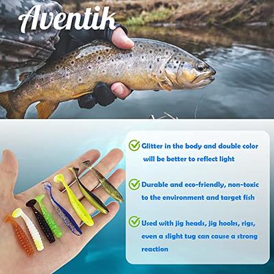 Aventik 80 Pcs Paddle Tail Swimbaits, Bicolor Soft Plastic Fishing