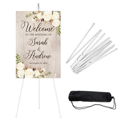 JEAWIWI Easel Stand 65 Inches 3 Pcs, Lightweight Adjustable Art Easel for  Display, Painting, Wedding Sign, Poster, Black Metal Easel with Portable