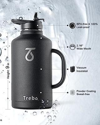 Trebo Half Gallon Water Bottle with Paracord Handle 64oz Wide