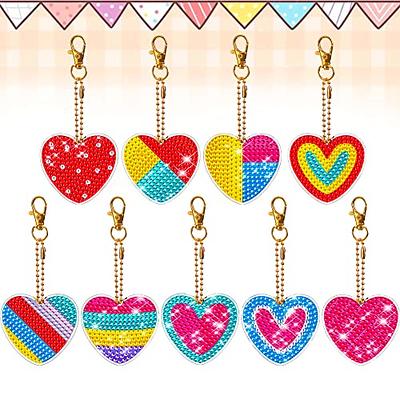 9PCS Full Drill Keyring Special Shape Double Sided Diamond Art Keychains  Pendant