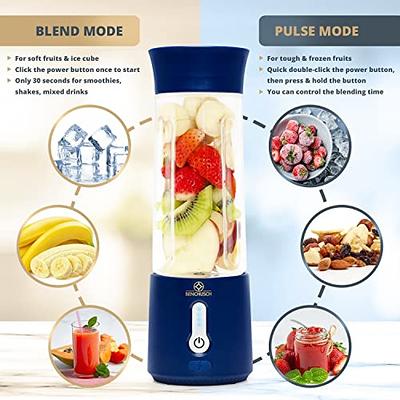 Portable Blender - 18 Oz USB Rechargeable Personal Size Blender for Shakes  and Smoothies - 150W Power With 6 Blades And Pulse Mode - With Cup Lid for