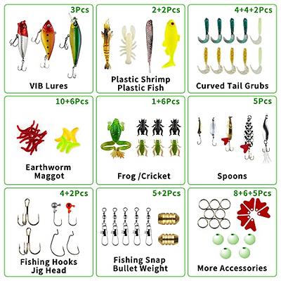 Fishing Lures Kit Freshwater Fishing Tackle Kit for Bass Trout Salmon  Fishing Accessories Including Pliers Lures Spinners Spoon Slip Bobbers Bait  Worms Crankbait Jigs Hooks Tackle Box - Yahoo Shopping