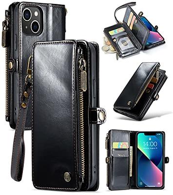 Wallet Case Compatible with iPhone 13 Mini, Zipper Case with 13 Card Holder  Slots, Magnetic Detachable Leather Flip Folio Cover Crossbody Phone Case  with Shoulder Strap 