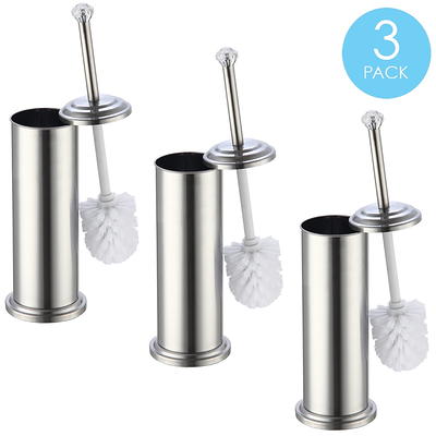 Onyx Decor Toilet Brush and Resin Stone Finish Holder, Stainless Steel & White