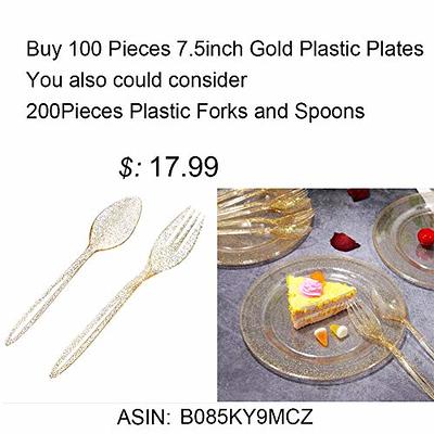 200pc Gold Plastic Plates - 100 Dinner Plates & 100 Salad Plates