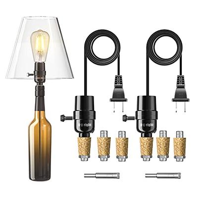 VINO LIGHT Bottle lamp kit, with 9mm Glass Drill bit, Works with Wine  Bottle or Any Other Glass Liquor Bottles, UNO Slip-on Socket 8 ft Black  Cord UL