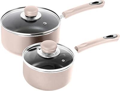 Saucepan Set with Lid, 1 Quart & 2 Quart Sauce Pans, Sauce Pan Sets, Non  Stick Pots with Silicone Handle 