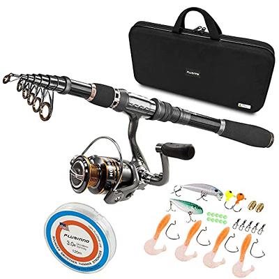 PLUSINNO Telescopic Fishing Rod and Reel Combos Full Kit, Carbon