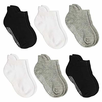  JAKIDAR 12 Pairs Baby Socks Cotton Crew Toddler Socks Grips  Non Slip Bottom Kids Socks