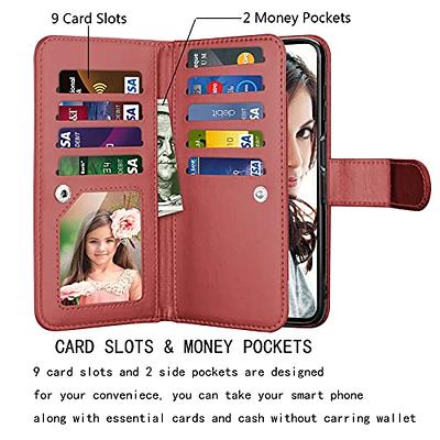 iPhone 11 Pro Max Wallet Case, iPhone 11 Pro Max PU Leather Case, Njjex PU Leather Magnet Stand Wallet Credit Card Holder Flip Case 9 Card Slots Case