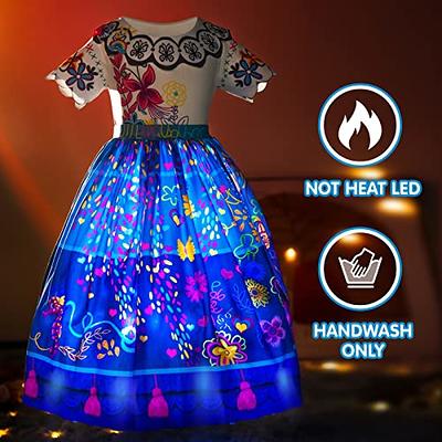 Encanto Princess LED Light Up Robe pour fille Cosplay Isabela Mirabel  Carniva Costume de Noël Kid Birthday Party Evening Dress