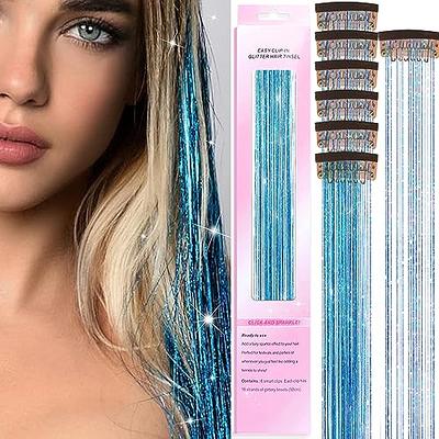 Hair Tinsel Pack of 12 Pcs Clip in Hair Tinsel 20 Inch Colorful Glitter  Tinsel Hair Extensions Tinsel Fairy Hair Party Dazzle Hair Accessories  Strands