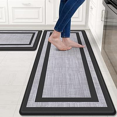 2 PCS Kitchen Rugs and Mats Non Skid Washable Black Kitchen Mat Soft Super  Absorbent Anti Fatigue Kitchen Mat Runner Set Doormat Bathroom