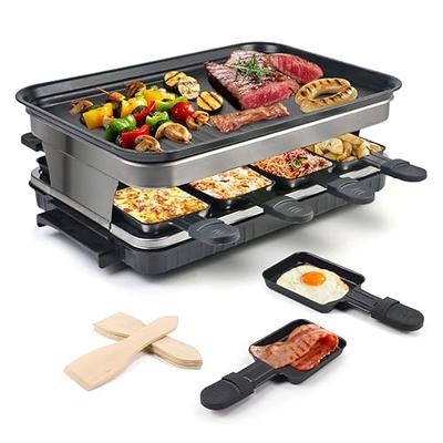 Dual Cheese Raclette Table Grill W Non-Stick Grilling Plate and Cooking Stone