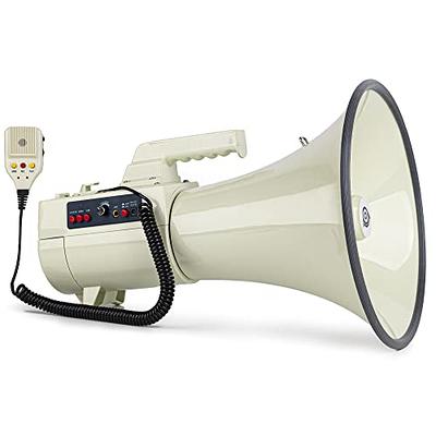 HornPro Megaphone 75 Watt Siren Bullhorn - Bullhorn Speaker w/Detachable  Microphone, Built-in USB/SD/AUX- Professional Outdoor Voice for Police &  Cheerleading(White) - Yahoo Shopping